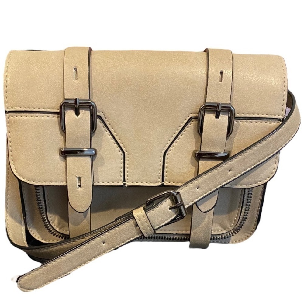 Madden Girl Purse Shoulder Hand Bag Crossbody Buckle Cream Brown